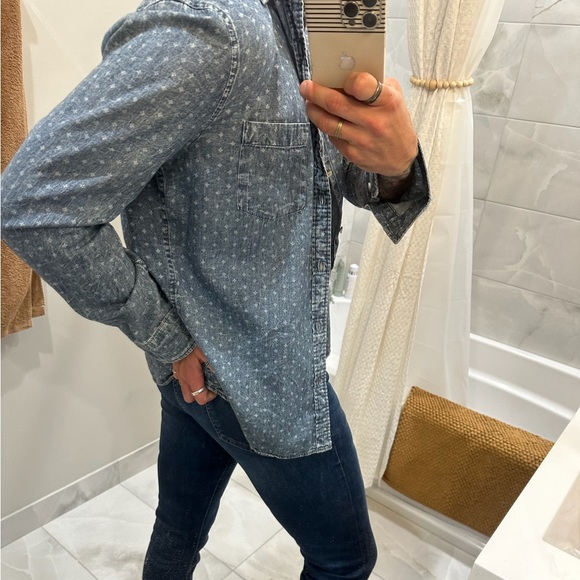 Express Other - Express Mens Vintage Wash Geometric Pattern Short Sleeve Button Down Shirt NWT